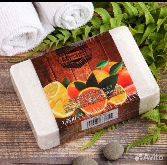 Соль брикет с ароматами 1,35 кг для бани и сауны