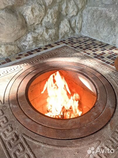 Беседка с мангалом, тандыром и печью под казан