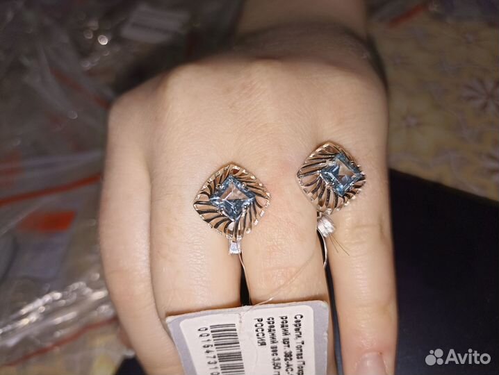 Серьги и кольцо серебро