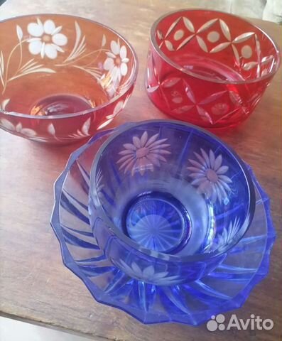 Ваза конфетница салатница, цветное стекло