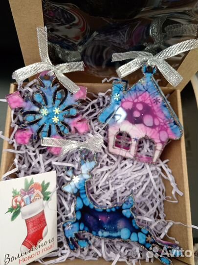 Наборы елочных игрушек из эпоксидной смолы