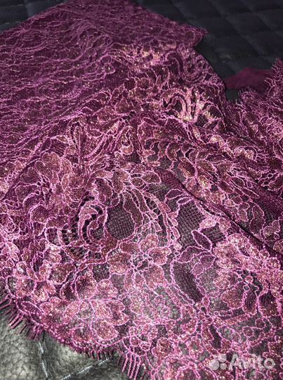 Кружево стрейч бордовый малиновый вишневый золото