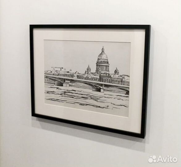 Картина рисунок графика городские пейзажи на заказ