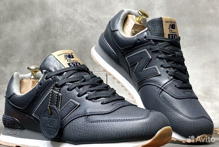 Мужские Кроссовки New Balance 574 кожаные