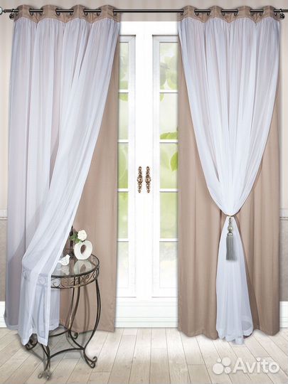 Шторы на люверсах канвас