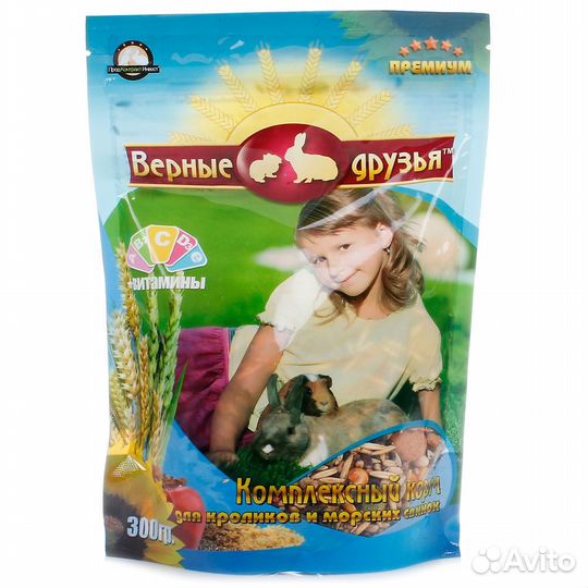 Корм Верные друзья дморских свинок и кроликов 300г