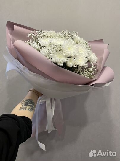 Букет хризантемы гипсофила