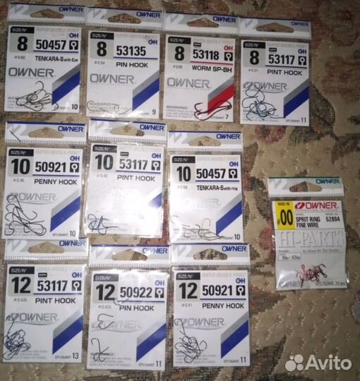 Крючки, вертлюги, поводки, леска