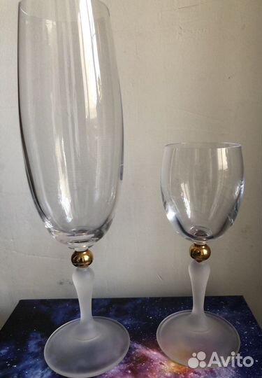 Фужеры Богемия, стаканы цветные винтаж, посуда