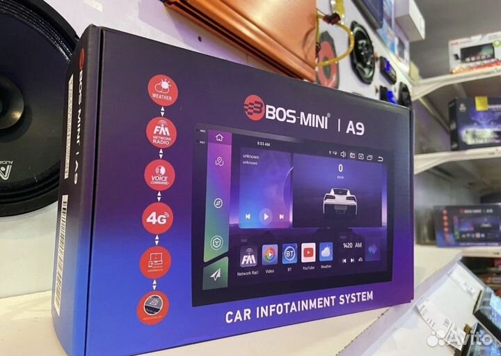 Магнитола 2 din android bos mini a9 4 64 gb