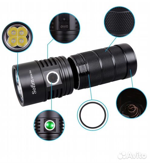 Фонарь мощный Sofirn SP 36 Pro 8000lm + 3 акб