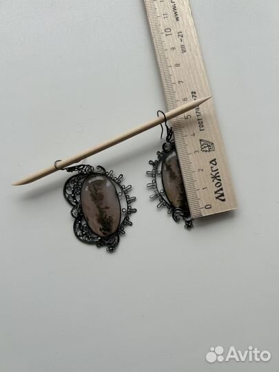 Набор украшений с пейзажным моховым агатом