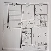 3-к. квартира, 57,1 м², 2/5 эт.