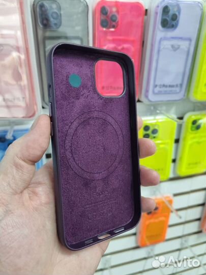 Чехол iPhone 13 Leather Case MagSafe фиолетовый