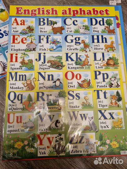 Английский алфавит и счет плакаты новые