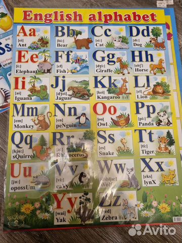 Английский алфавит и счет плакаты новые