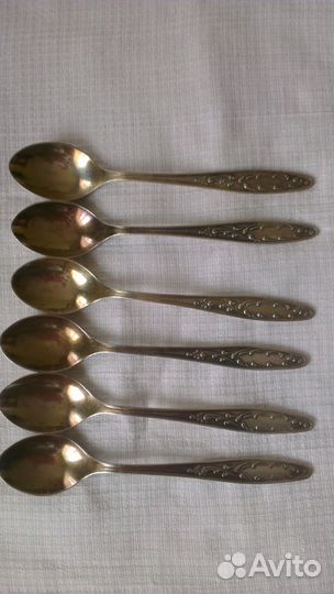 Ложки чайные мельхиор с позолотой