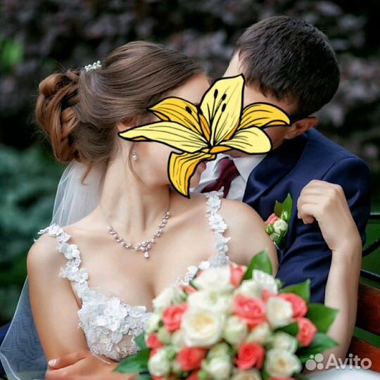 Свадебное платье + фата, бижютерия, подъюбник