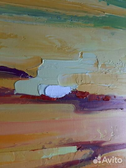 Картина абстрактная большая Золотое море 50 на 70