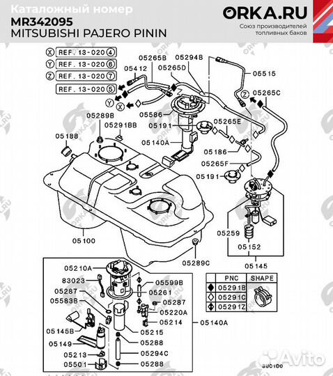 Топливный бак Mitsubishi Pajero Pinin