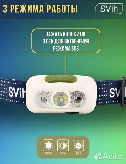 Новый фонарь налобный аккумуляторный