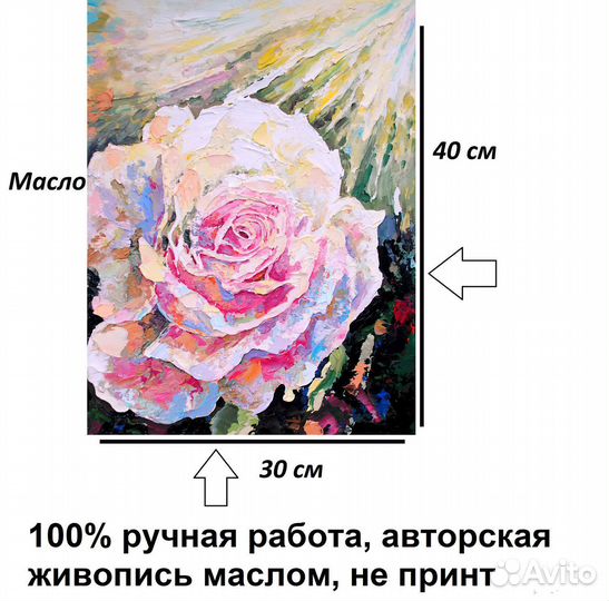Картина Роза текстурные цветы с солнечным светом