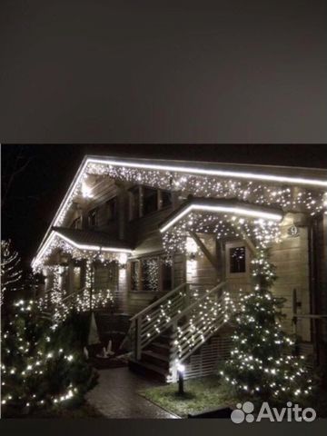 Уличная гирлянда бахрома, монтаж установка