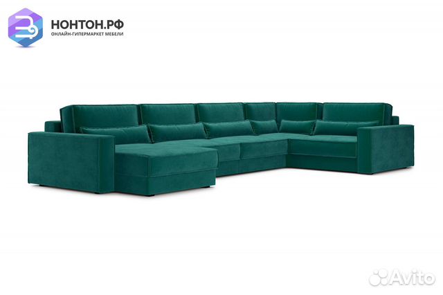 Диван п-образный тик-так Сохо изумрудный