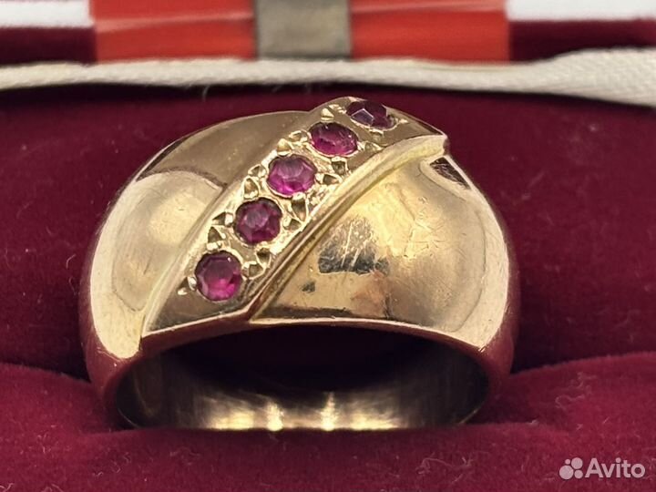 Золотое Кольцо 583 пробы СССР с Рубинами