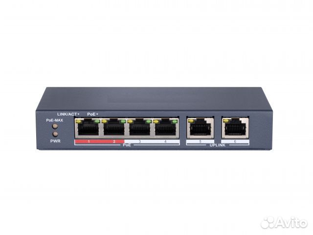 Неуправляемый PoE-коммутатор DS-S604P Hiwatch