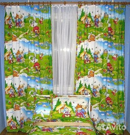 Комплект шторы и тюль Колобок