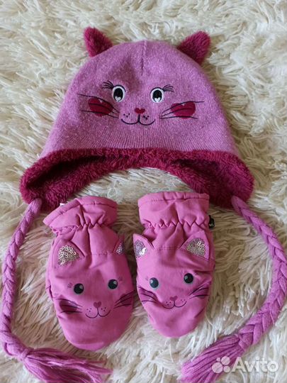 Комплект шапка, варежки