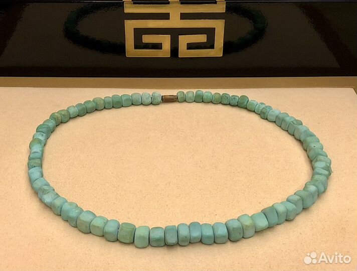 Бусы антикварная бирюза пресс