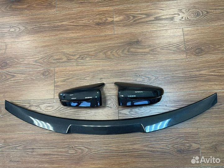 Спойлер М4 Стиль + Зеркала M Look Карбон Бмв G22