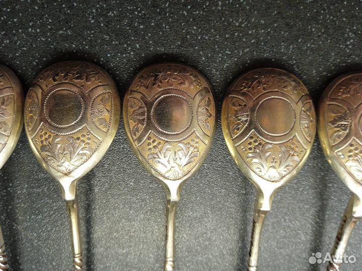 Набор 6 чайных ложек, серебро 84 пробы, 1873г
