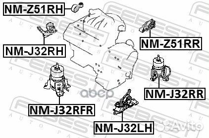 Опора двс nissan teana 09- лев. NMJ32LH Febest