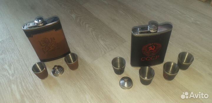 Фляжки коньячные из нержавейки.Новые. СССР и с орн