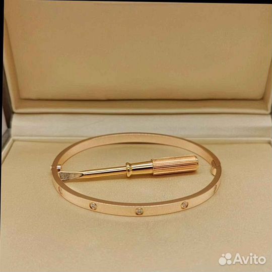 Браслет Cartier Love розовое золото 0,12ct