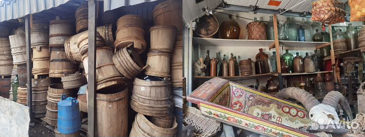 Старинный деревянный ушат кадка ковш ведро шайка