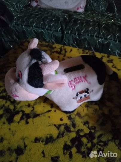 Плюшевый бычок копилка