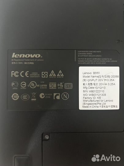 Ноутбук lenovo B560