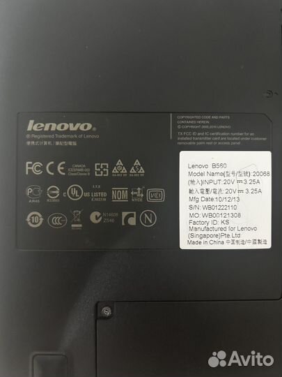 Ноутбук lenovo B560