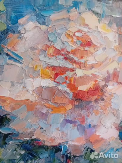 Картина маслом Роза, в раме, авторская