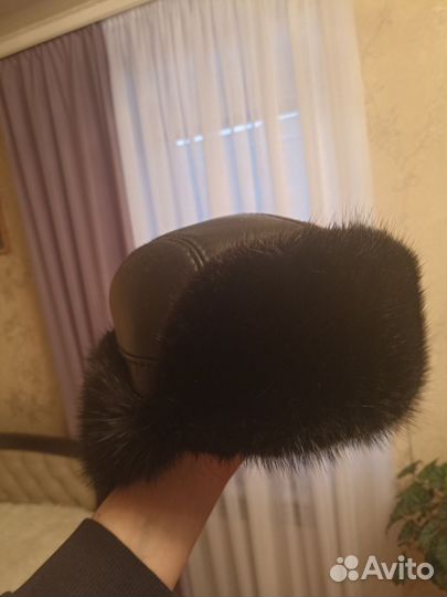 Шапка зимняя мужская кожаная