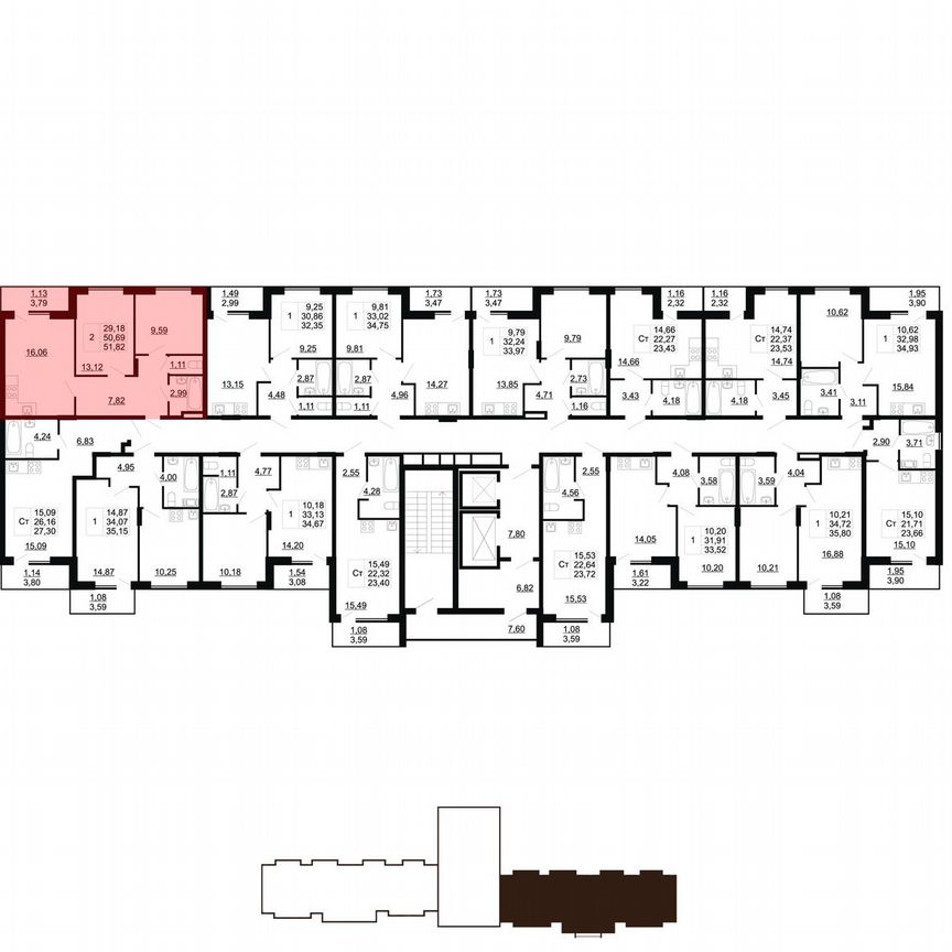 2-к. квартира, 51,8 м², 2/11 эт.