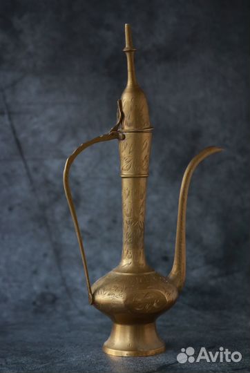 Кувшин Кумган Индия Латунь Винтаж Ручная работа