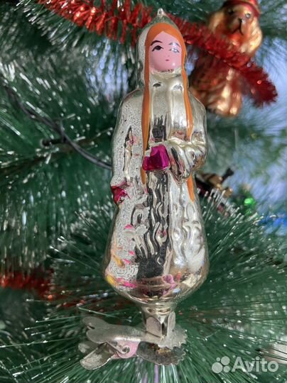 Елочная игрушка снегурочка на прищепке