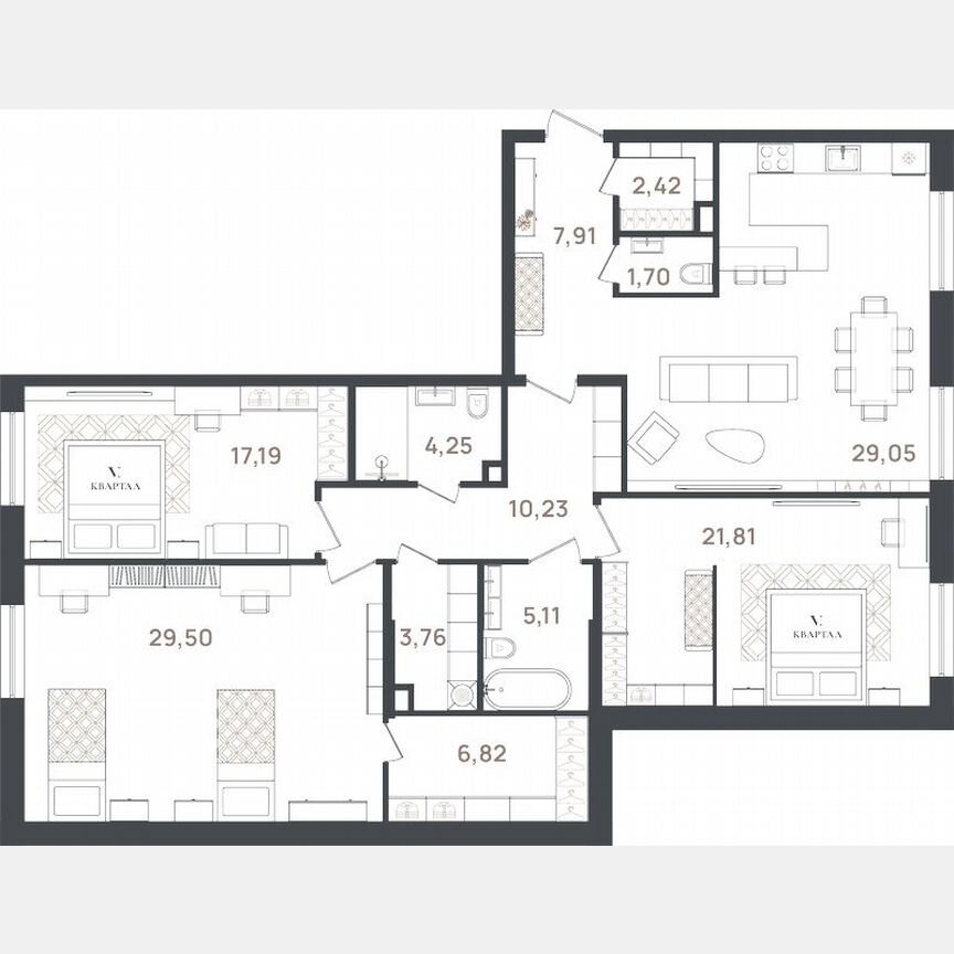 3-к. квартира, 139,8 м², 2/3 эт.