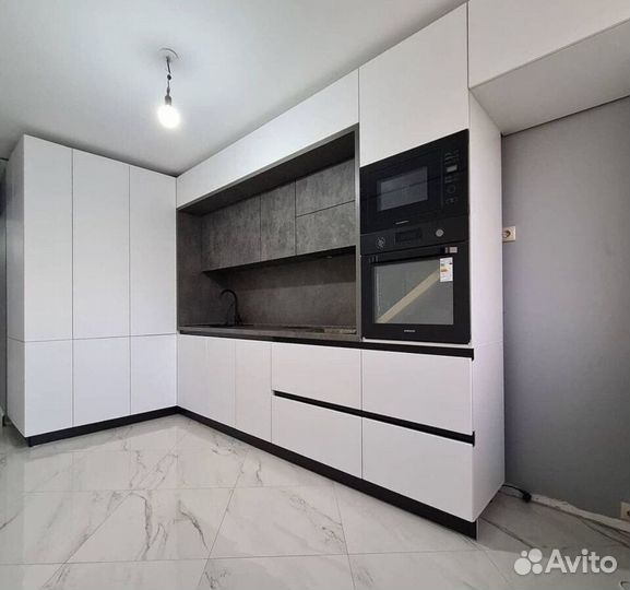 Кухня угловая без ручек на заказ