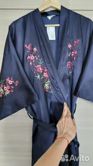 Халат китайский натуральный шелк (кимоно)